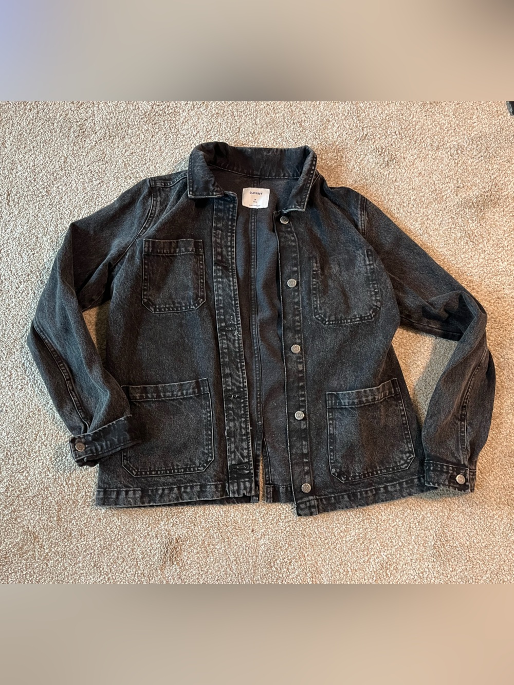 Old Navy Denim Utility Jacket Size Medium Tall Oversized